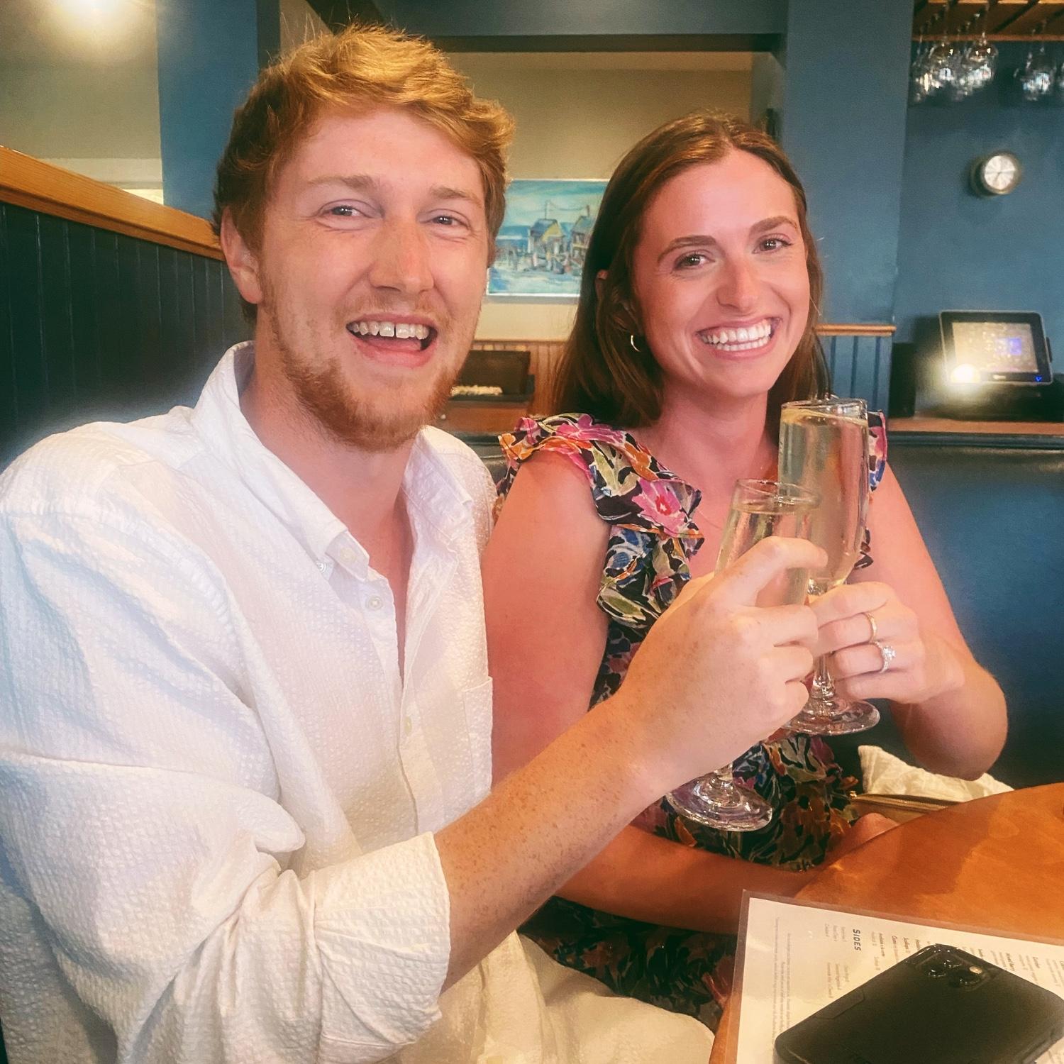 Our first cheers as future Mr & Mrs!
