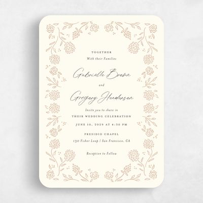 Beige Rounded Wedding Invitation - Clarian Portrait