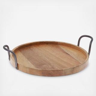 Urban Farm Round Tray with Metal Handles