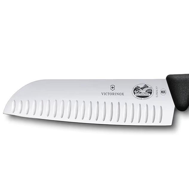 Victorinox Fibrox 7 In. Santoku Knife, Granton Blade, Black
