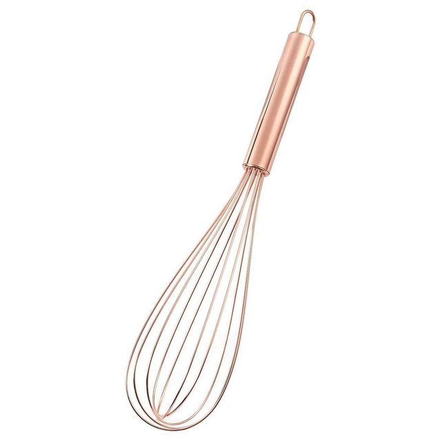 Juvale - Balloon Whisk - Stainless Steel Copper Coated Wire Whisk, Egg Whisk for Blending, Whisking, Beating, Stirring, Rose Gold, 12 Inches