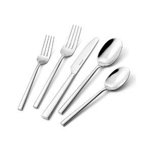 KINGSTONE Silverware Set, 60-Piece Forged Flatware Set Cutlery Set Premium Stainless Steel, Service for 12, for Kitchen, Home, Wedding, Party, Mirror Polished and Dishwasher Safe
