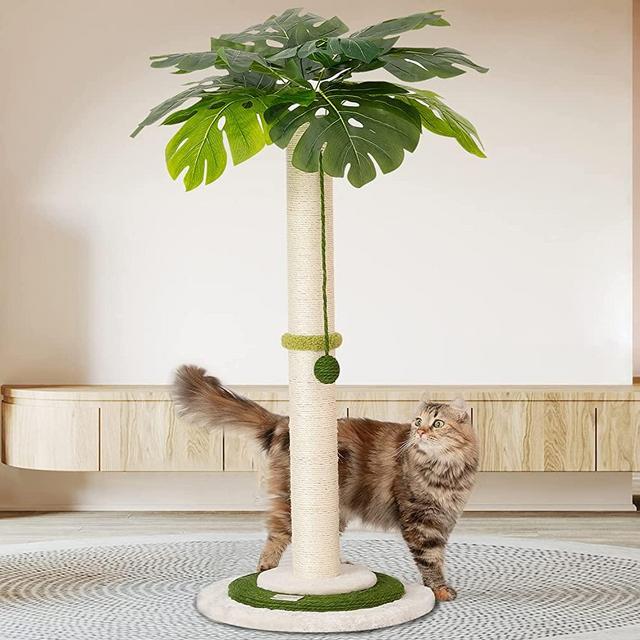Cat Scratching Post, Scratching Post with Hanging Ball and 35 inches Tall Cat Scratching Post with Sisal Rope for Indoor Large Cat Scratching Post for Large Cats and Kittens
