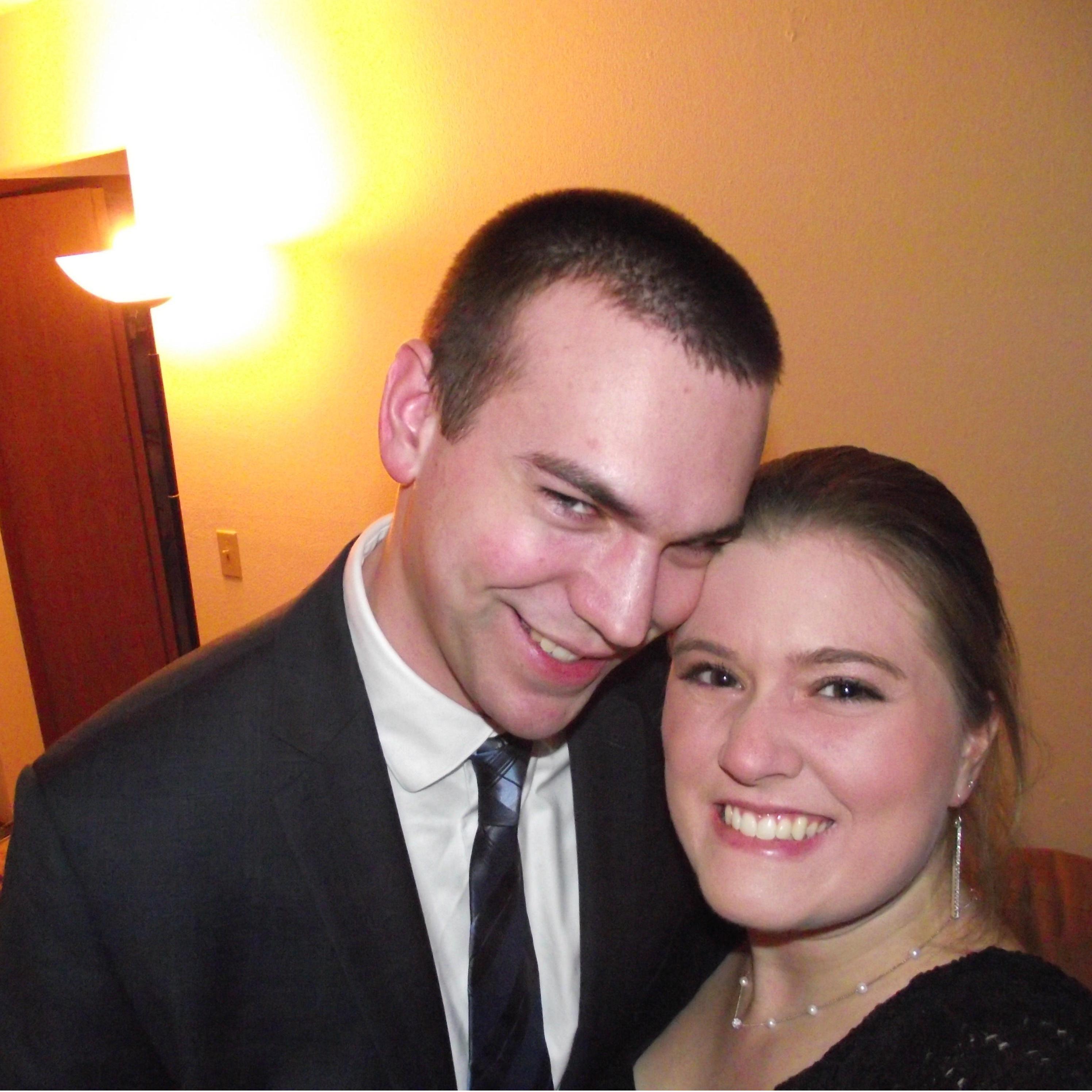 Dressed up for our first Valentine's dinner together!  
February 2016