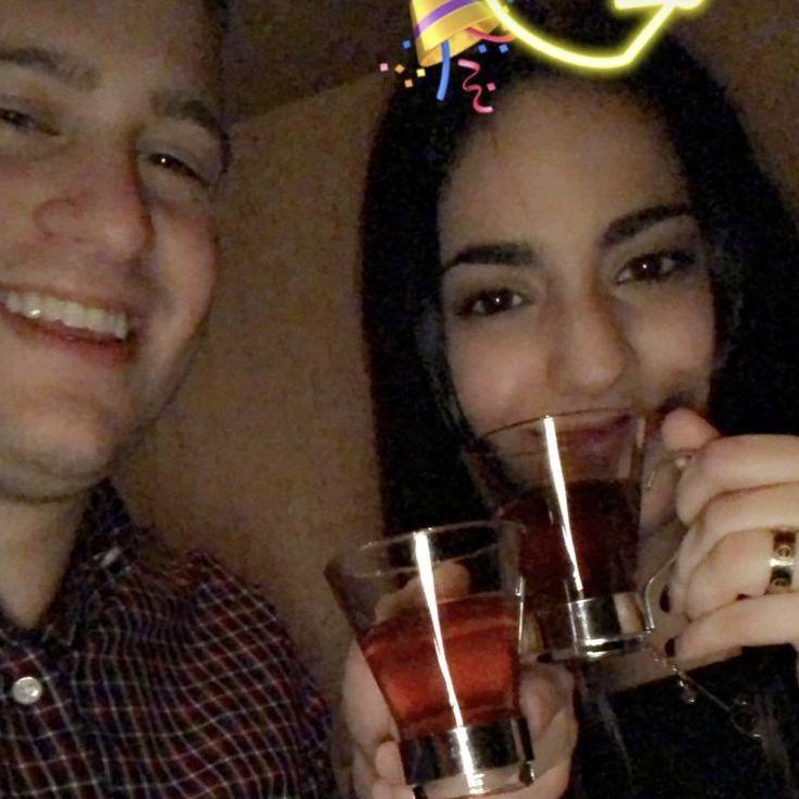 Celebrating Dani's 21st birthday together with her first legal drink!