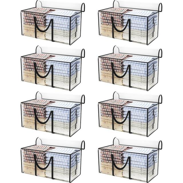 97L moving bags heavy duty,8 pack extra large moving bags with zippers，moving totes with lids heavy duty，storage containers with lids，large storage bags，moving storage bags，clear storage bag
