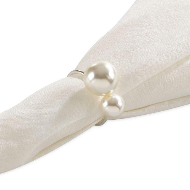 Saro Lifestyle Pearl Napkin Rings in Silver (Set of 4)