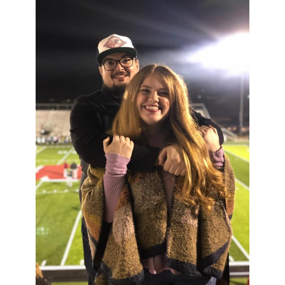 H used to help out with the live stream and video board at the Wagoner HS football games, so I got the prime view with him in the press box every home game.