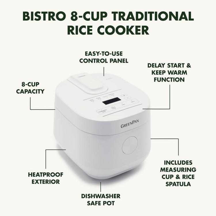 GreenPan Bistro 8-Cup Traditional Rice Cooker - Black