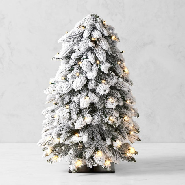 Jeff Leatham Winter White Faux Tabletop Tree with Twinkle Lights, 20"
