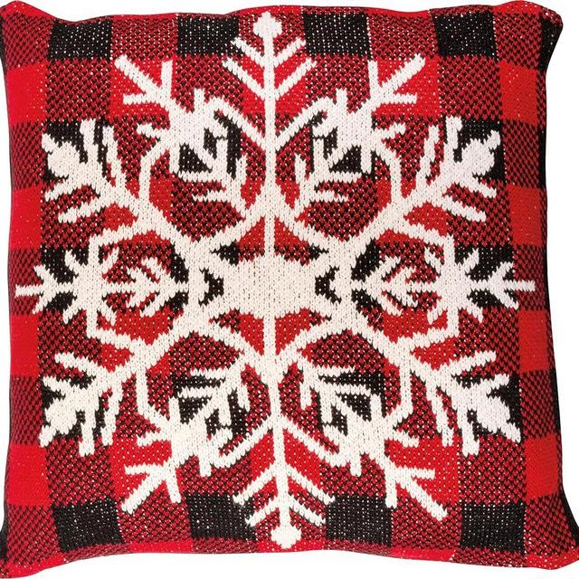 Primitives by Kathy Snowflake Throw Pillow, 18" x 18", red, Black, White, Cream
