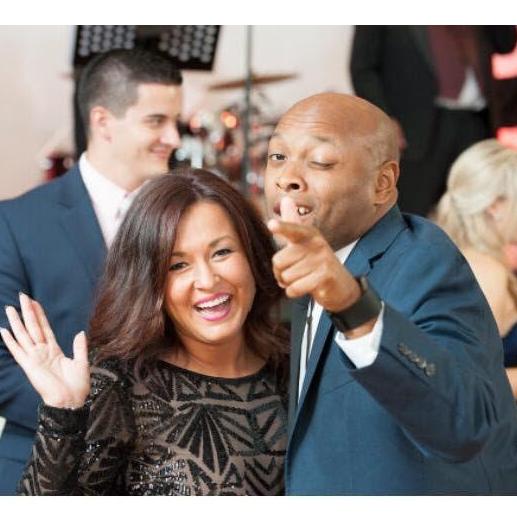Sharing our best dance moves at our friend's wedding:  The Wirt's