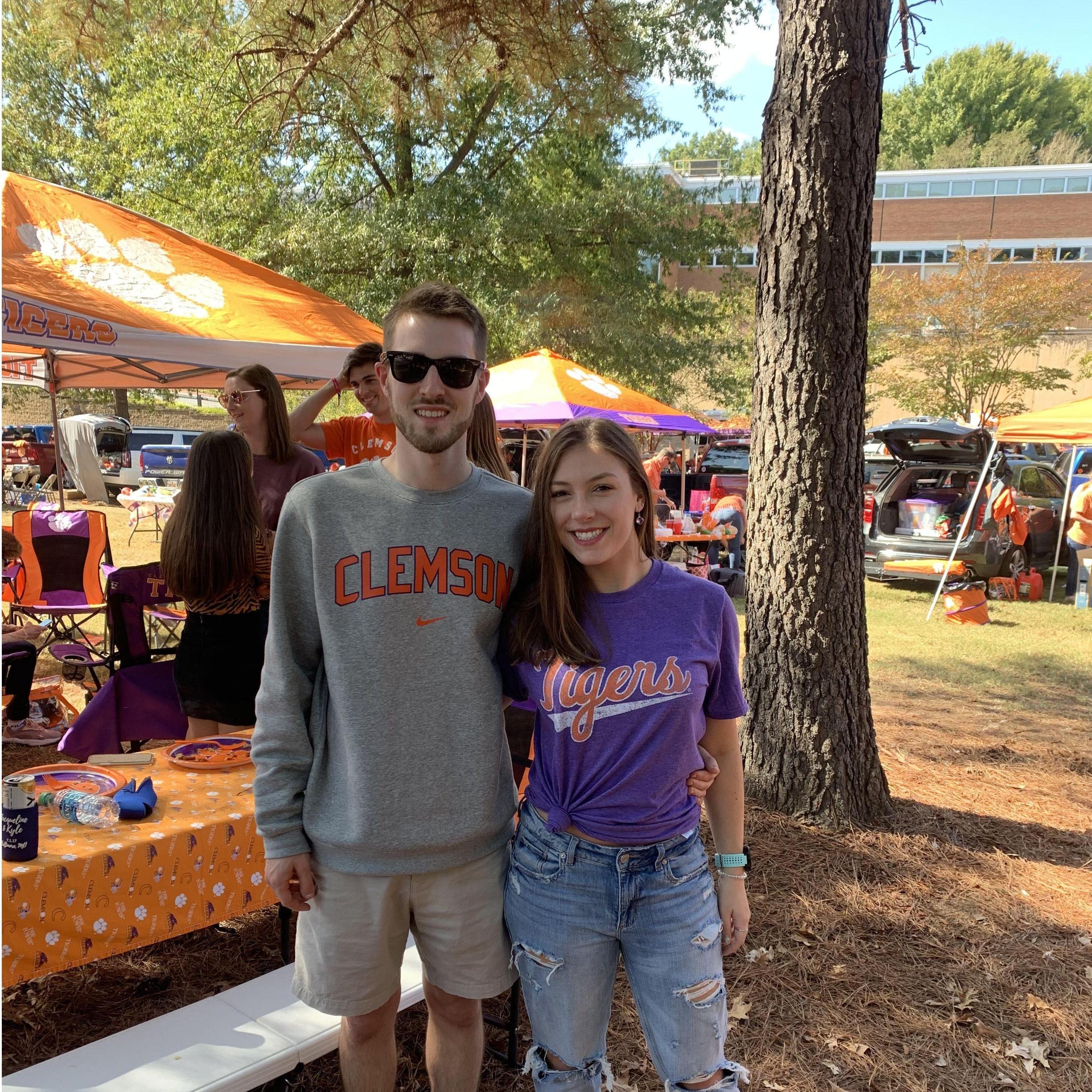 Attending our first Clemson University football game where we met Collin's groomsman, Phillips!
