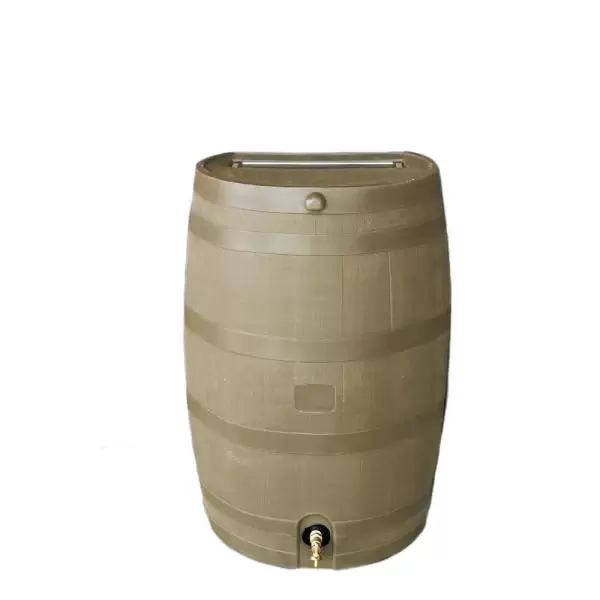 50 Gal. Rain Barrel with Oak Brass Spigot