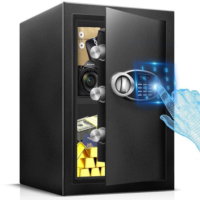 HOLOJOY Safe Box Fireproof Waterproof for Home Office -2.5 Cu.Ft Personal Fire proof Safety Box with Electronic Keypad, Security Box with Double Safety Key Lock and Password for Money Document