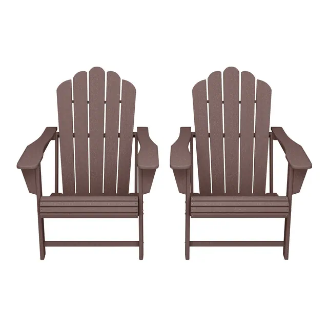 WestinTrends Highland Outdoor Patio HDPE Adirondack Chairs With Cup Holders , Dark Brown