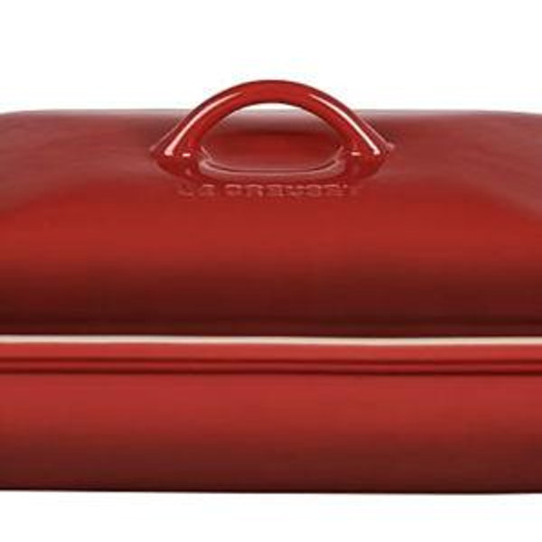 Le Creuset Stoneware Heritage Covered Rectangular Casserole, 4 qt. (12" x 9"), Cerise