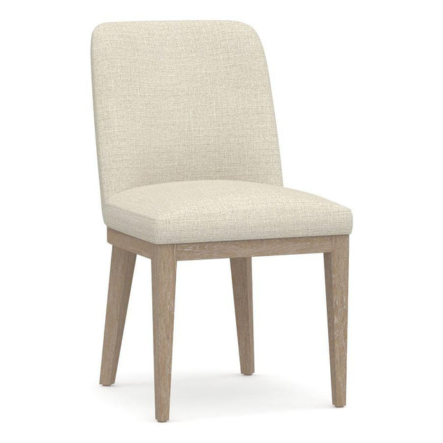 Layton Upholstered Dining Side Chair, Seadrift Leg, Basketweave Slub Oatmeal