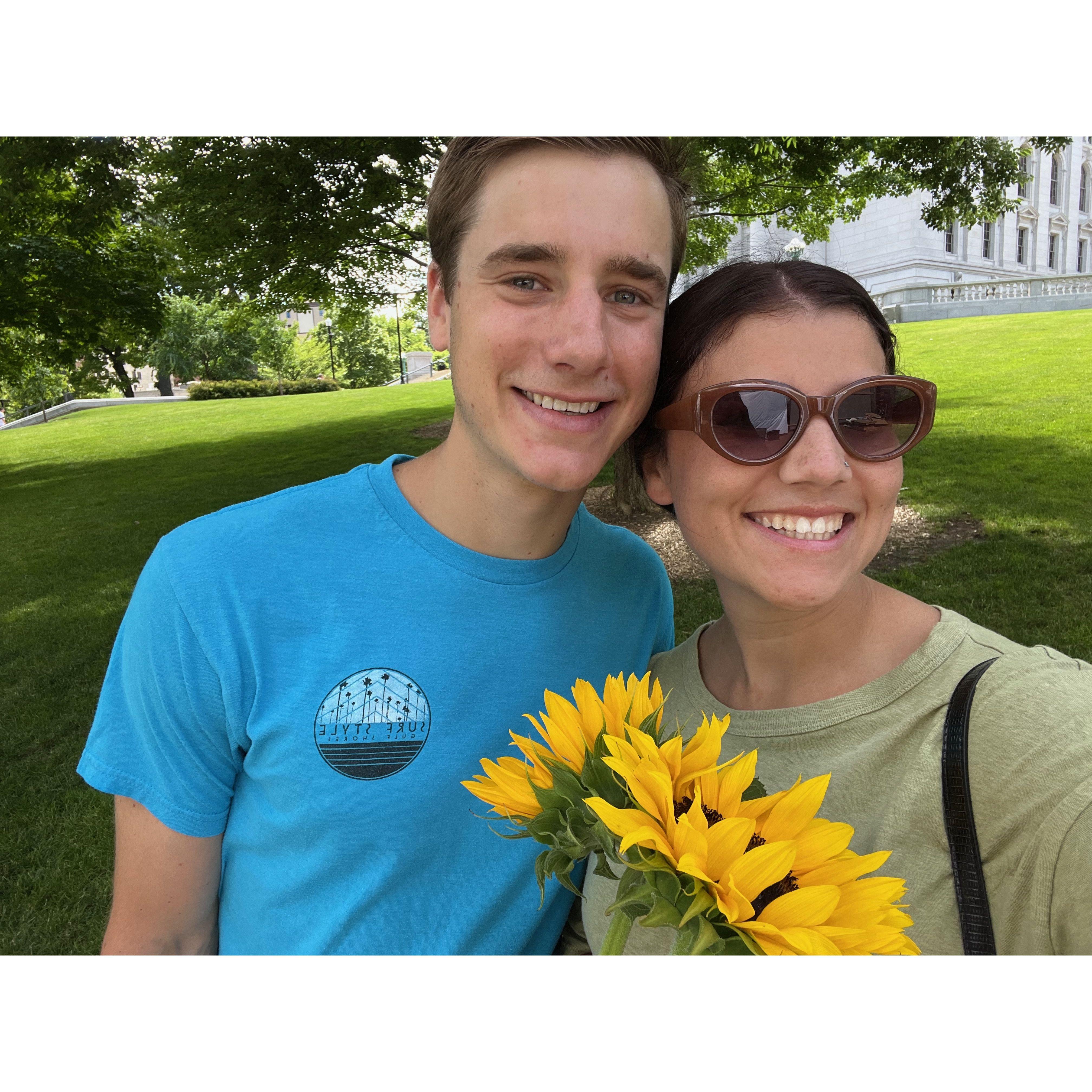 We love our annual summer trip to Madison, WI! A walk around the Farmer's Market is a must (cheese bread and curds are bought too)