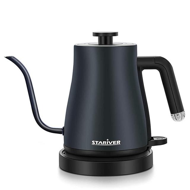 Stariver Electric Kettle Gooseneck Kettle, 1.2L Cordless Water Kettle, Pour Over Tea Pot Stainless Steel for Coffee & Tea with Fast Heating, Auto-Shut Off and Boil-Dry Protection Tech, Dark Blue