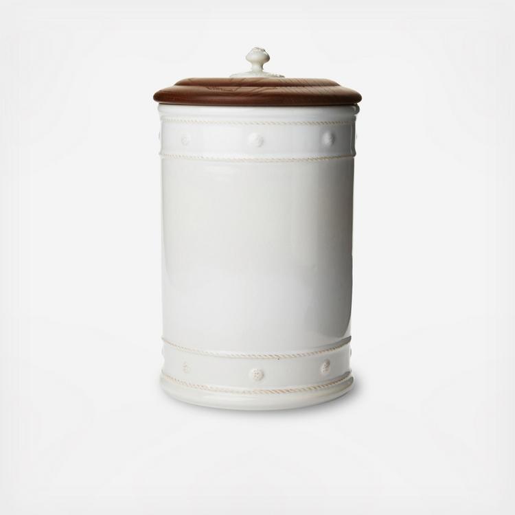 Berry & Thread Canister with Wooden Lid