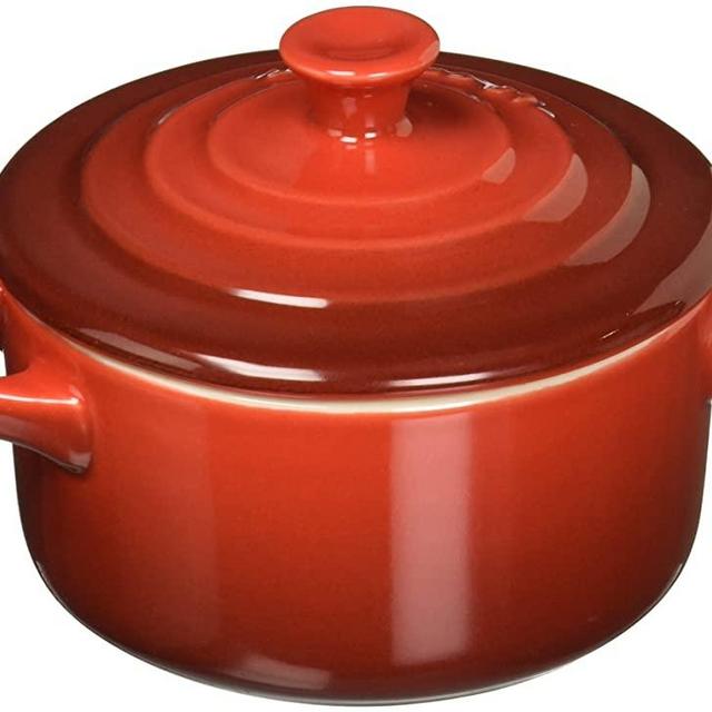 Le Creuset PGT1160-0867 Stoneware Mini Round Cocotte, 8 oz, Cerise