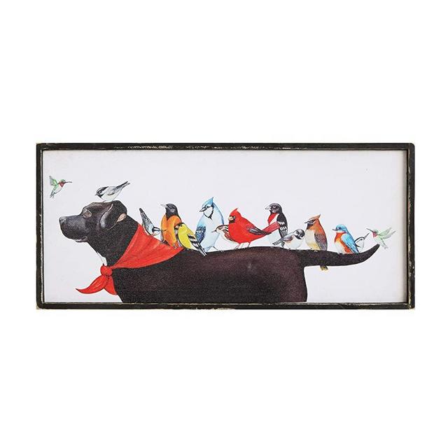 Creative Co-op Birds & Dog Framed Wall Décor
