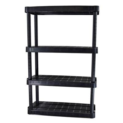 Gracious Living 4-Tier Shelf Medium Duty Indoor Garage Storage Shelves, Black