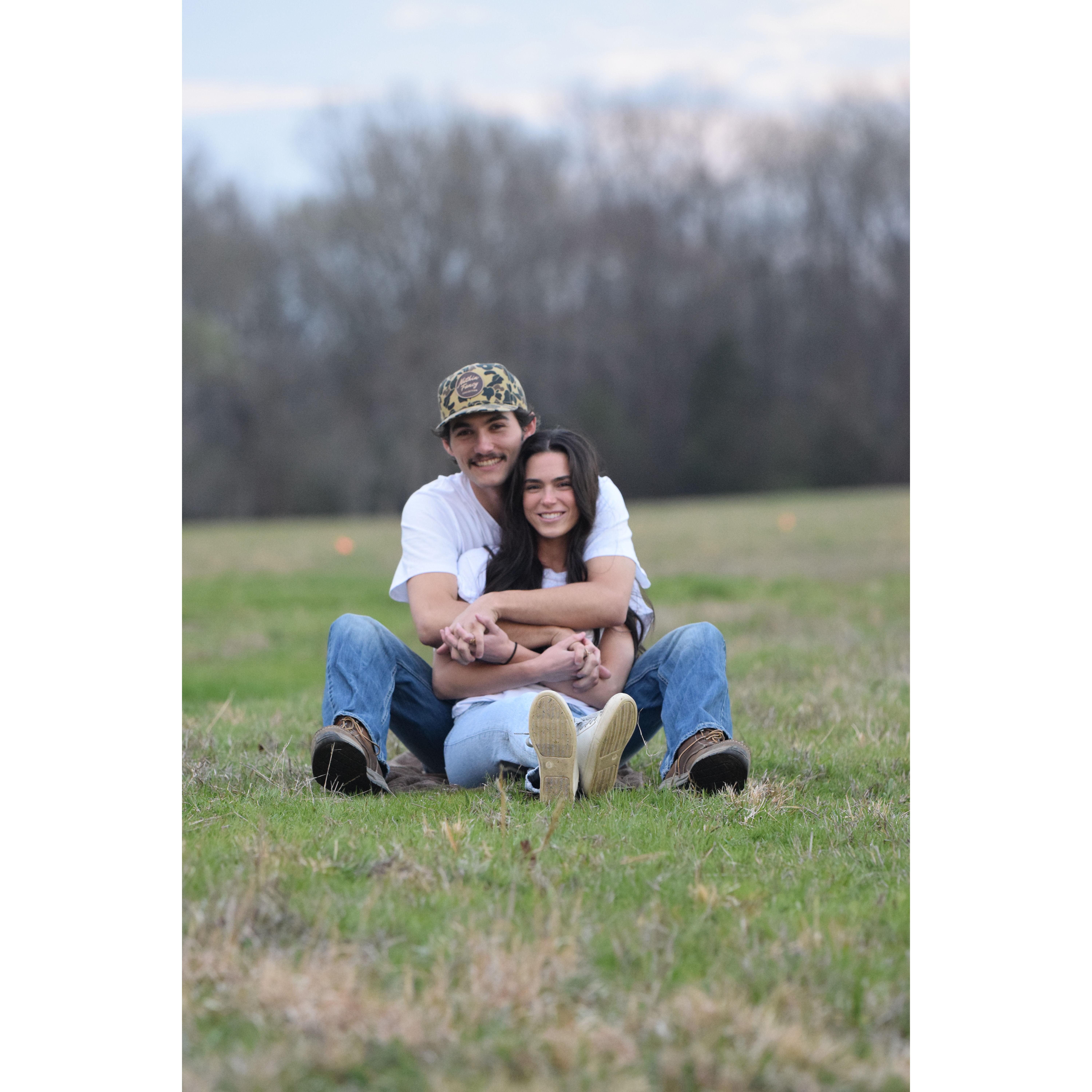 Taking pictures after becoming new landowners