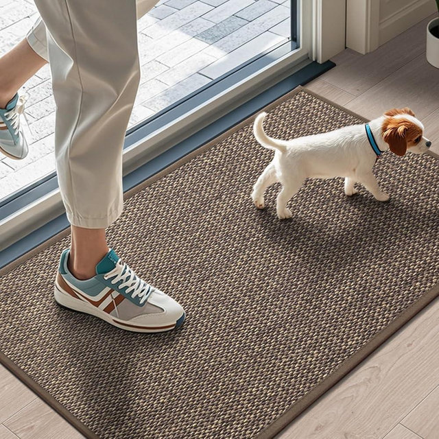 LEKEEPGO Door Mat 17"x29", Door Mat Indoor Entrance, Non Slip Rubber Backing Front Door Mat Washable Absorbent Inside Door Mat Low-Profile Doormat Entryway Mat Resist Dirt Indoor Door Mat, Brown