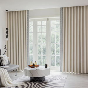 Annabelle Cotton Blend Blackout Curtain Panel Pair - Stone Ivory, 50" W x 84" L