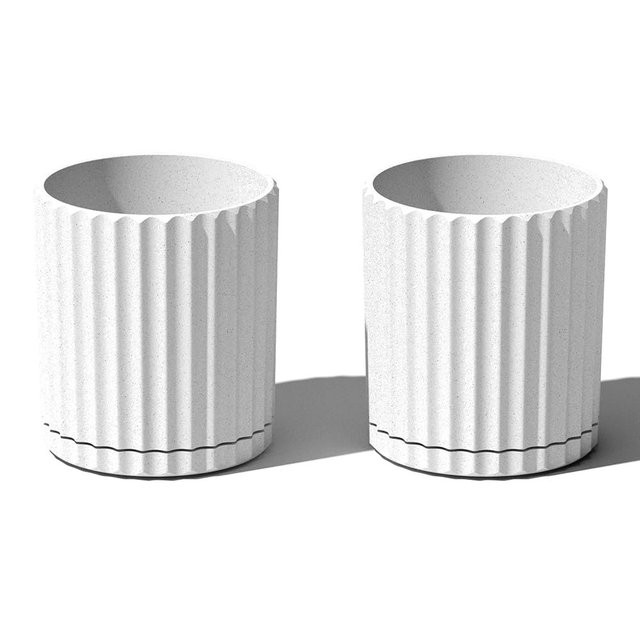Veradek Demi Series Demi 6" Planter w/Tray - White, 2 Pack