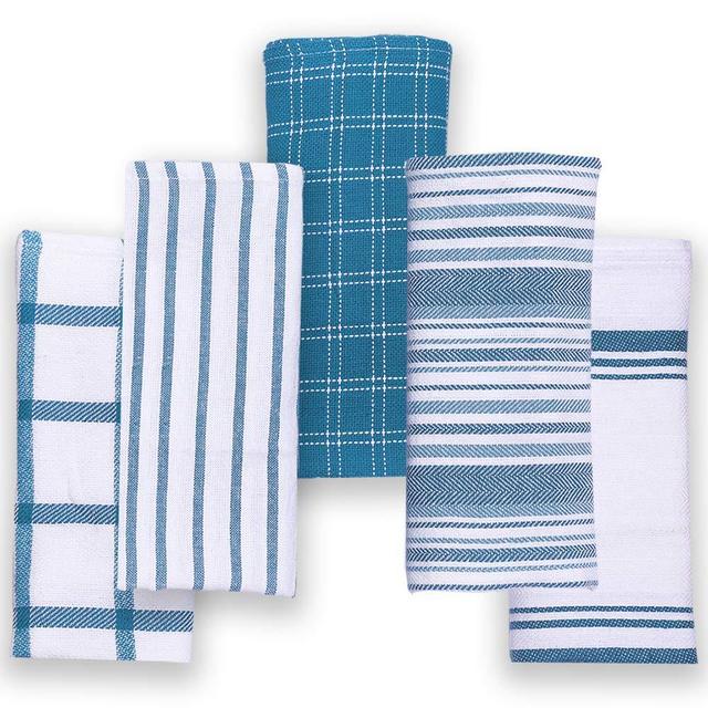 Cotton Talks Kitchen Towels - Pack of 5 Dish Towels Cotton - 18 x 28 inches Holiday Kitchen Towels - Extra Absorbent Dish Towels for Kitchen - Soft Hand Towels Kitchen - 100% Pure Cotton Fabric Teal