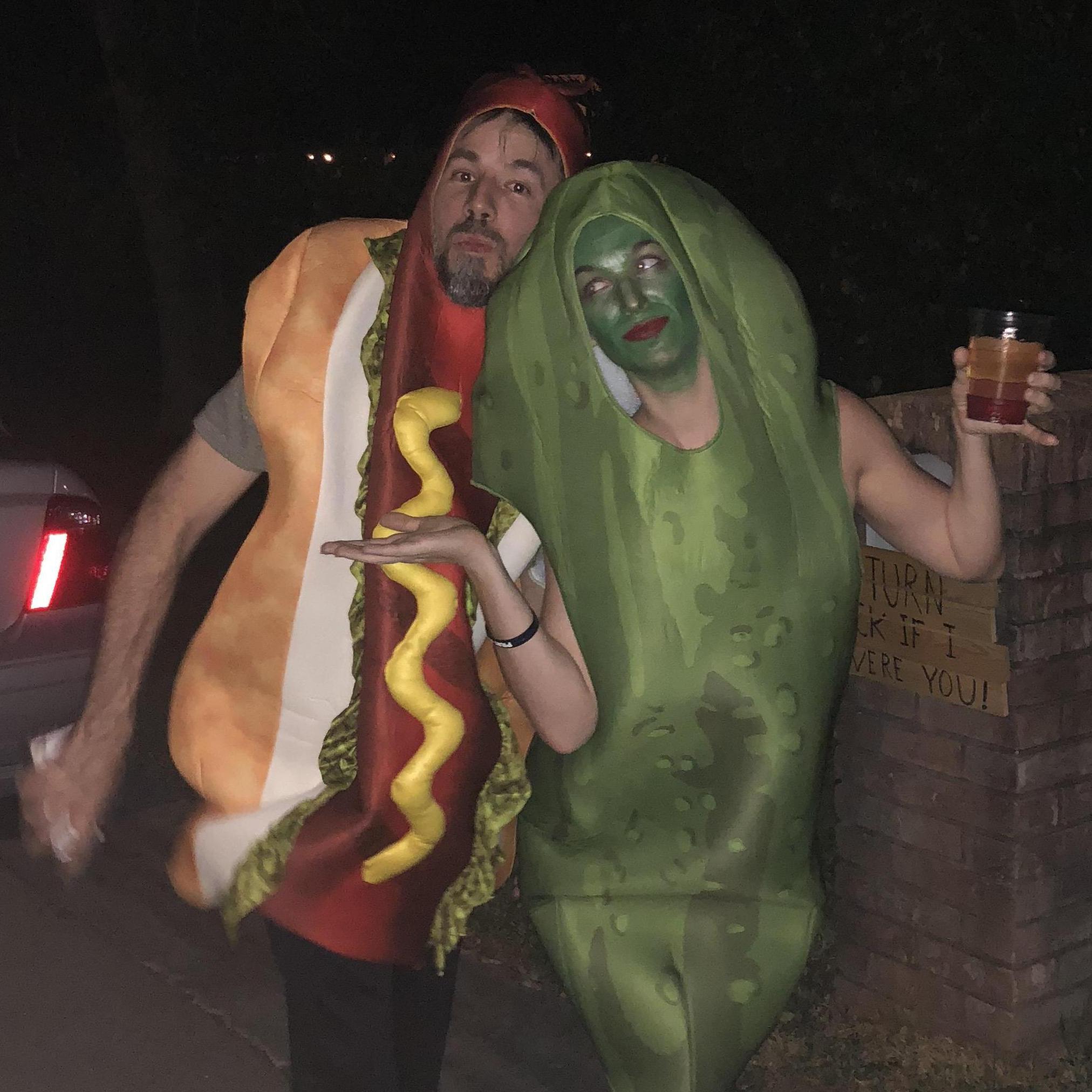 A hotdog and a pickle
