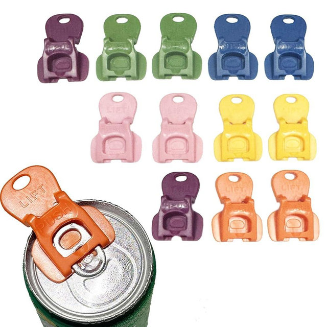12PCS Easy Tab Opener & Drink Protector, Complete Cover Easy Tab Opener, Soda Can Opener Tool, Colorful Drink Can Protector Cap for Soda, for Coke, Beer, Soda, Aluminum Beverage