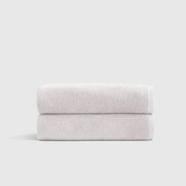 Turkish Ribbed Quick Dry Bath Towel (Set of 2) - Silver