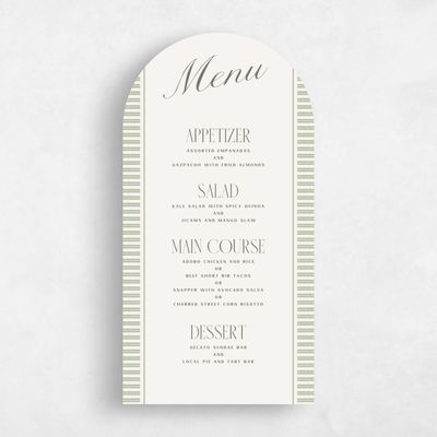 Green Arch Wedding Menu - Connell