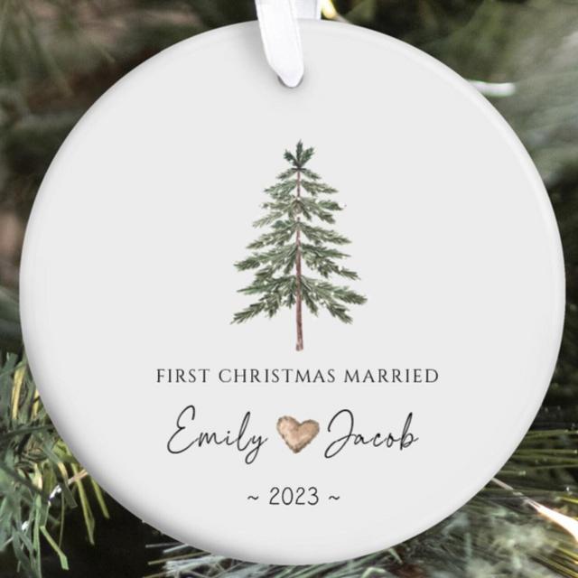 First Christmas Married Ornament | Mr Mrs Ornament | Personalized Wedding Gift | Newlywed Christmas Gift | Our First Christmas Ornament