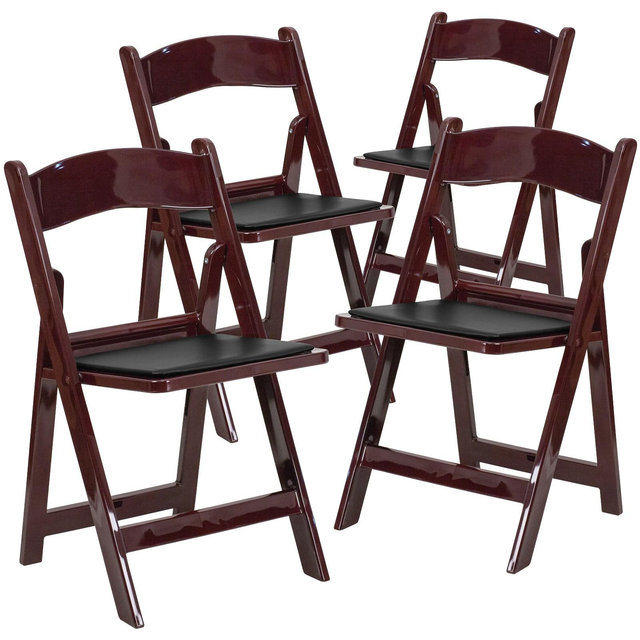 Emma and Oliver Folding Chair - Red Mahogany Resin – 4 Pack 800LB Weight Capacity Event Chair