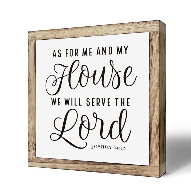 SUSZDOU Scripture Sign, As for Me and My House We will Serve the Lord Sign, Wooden Plaques Box Signs, Christian Farmhouse Table Decor, Home Decor Accent, Front Door Decor, Housewarming Decor