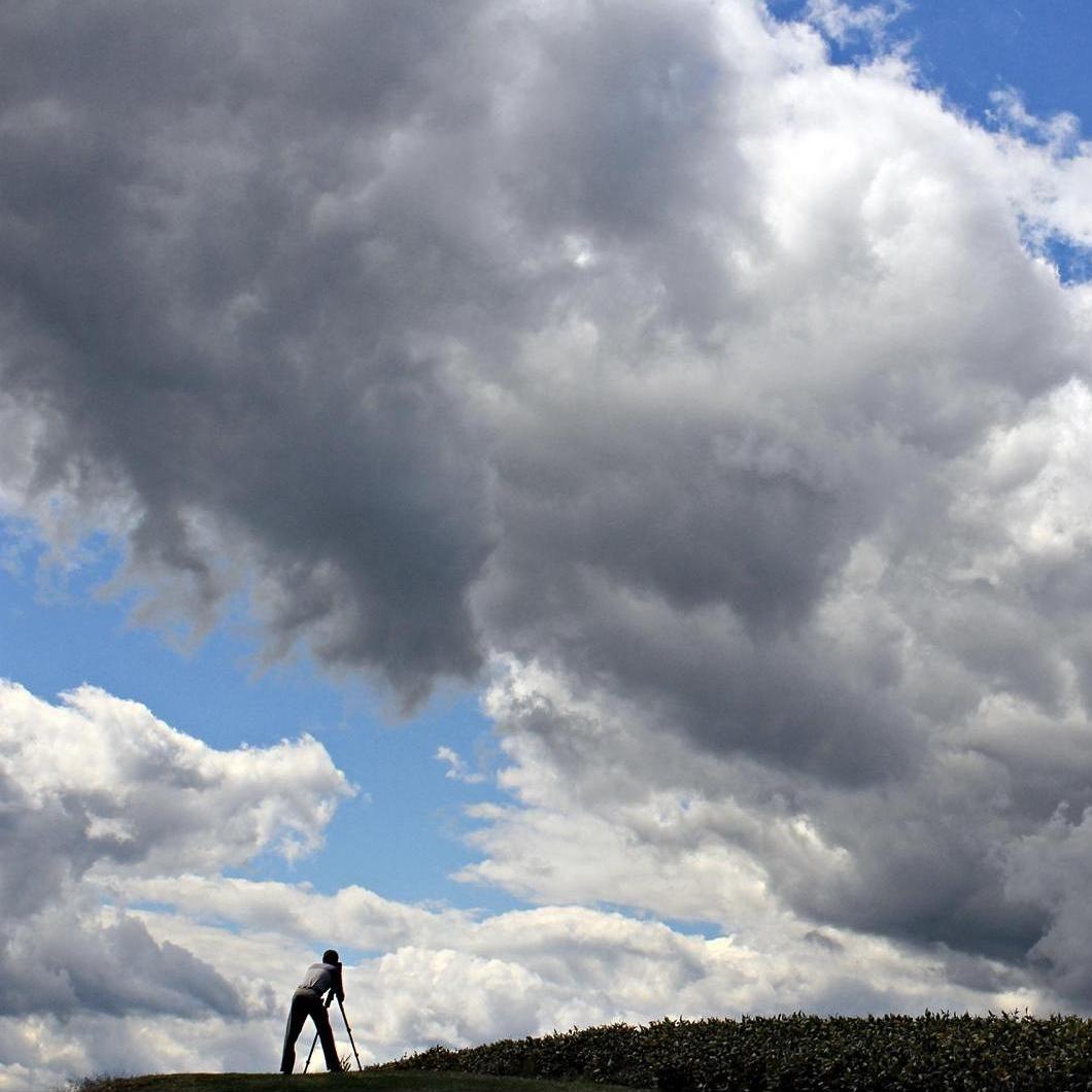 A picture of Bob with his head in the clouds.