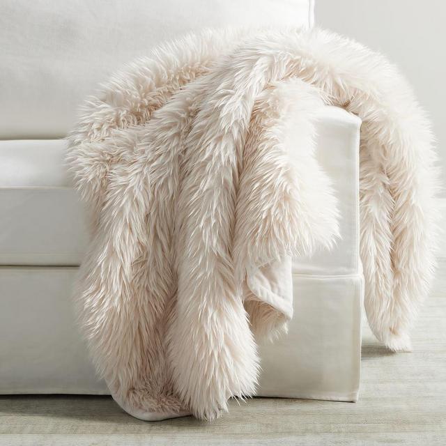 Luxe Faux Fur Throw, 50 x 60", Ivory