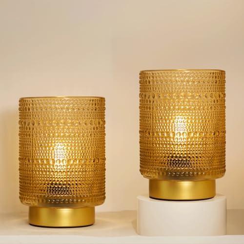 ULAROOM 2 Pack Battery Operated Lamp with Timer, Cordless Table Lamps Bubble Design for Home Decor, Portable Small Lamp for Room Decorative Living Room Bedroom