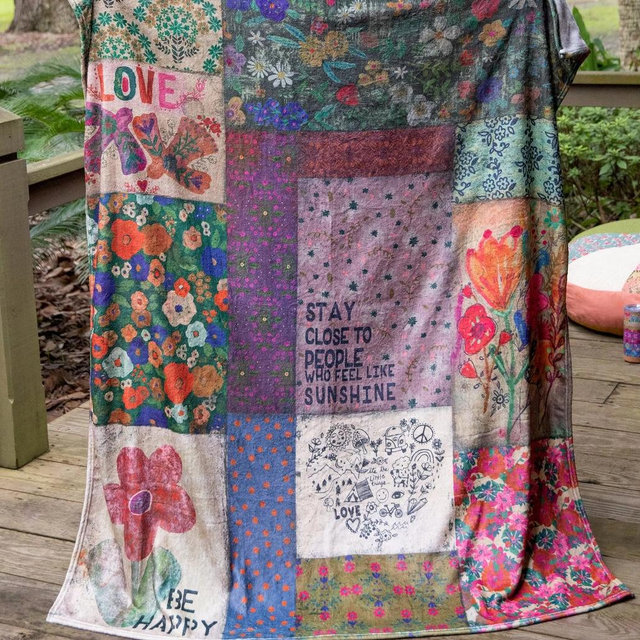Double-Sided Cozy Throw Blanket - Jewel Border