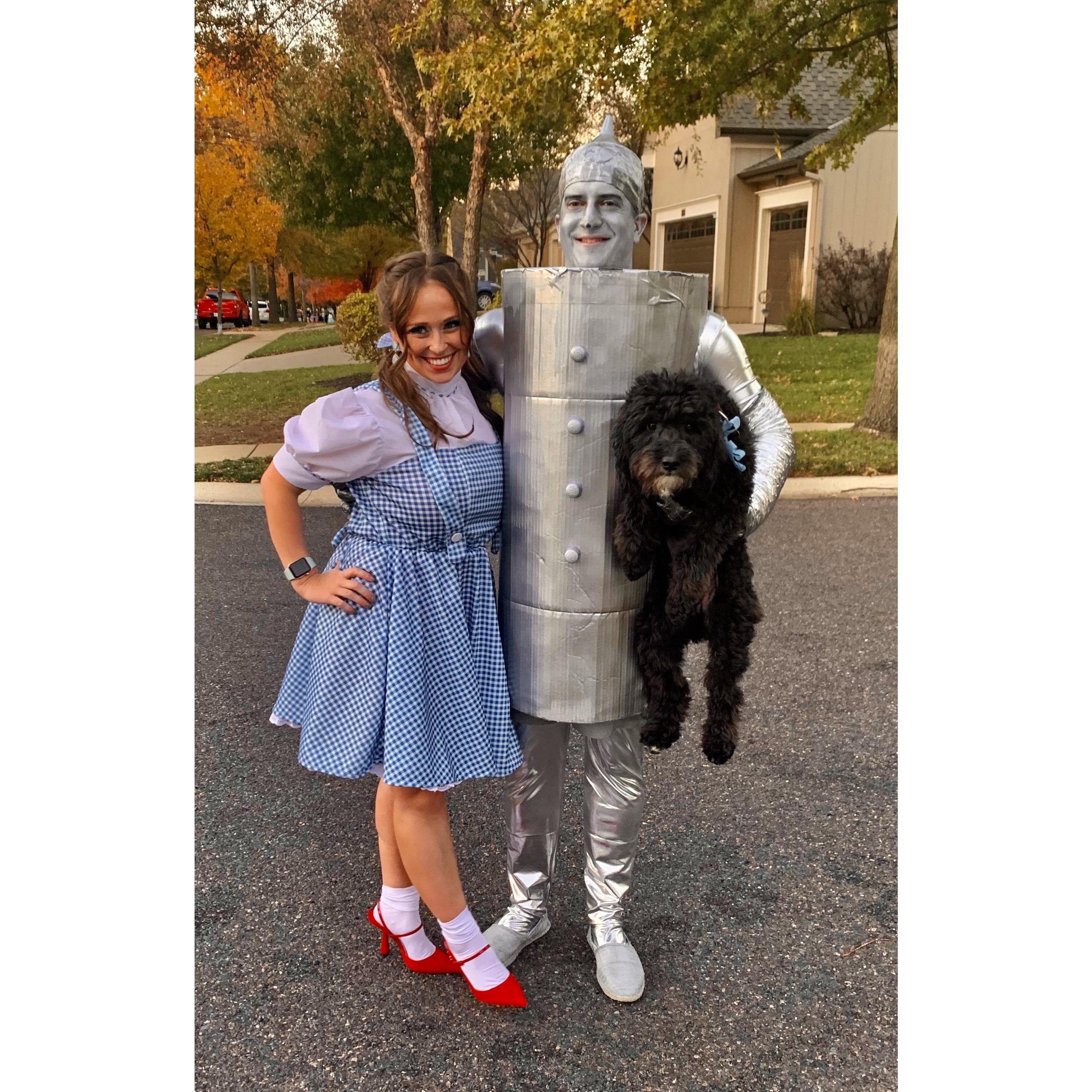 Dorothy, Tin Man, and Toto