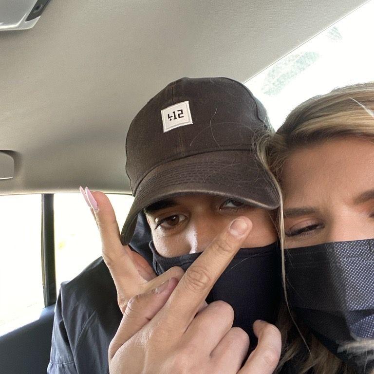 Our first photo together from April, 2021, drunk in an uber to to the science and industry museum. LOL