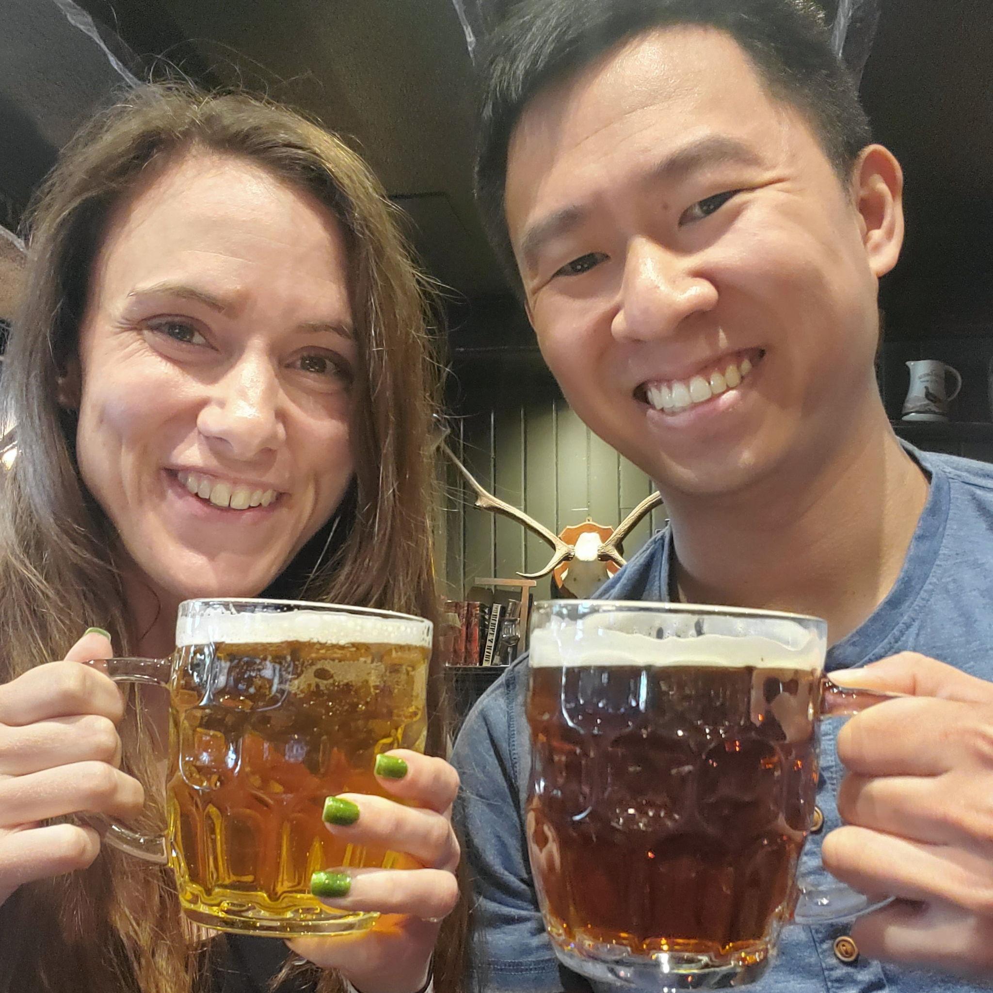 Having a Scottish beer at "The Last Drop," the last stop on Becca's self-guided spooky tour of Edinburgh. :)