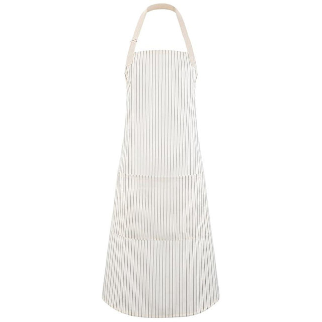 SeedBySea Adjustable Bib Apron for Women Men, 80% Cotton Striped Cooking Apron with Large Pocket, Water Repellent