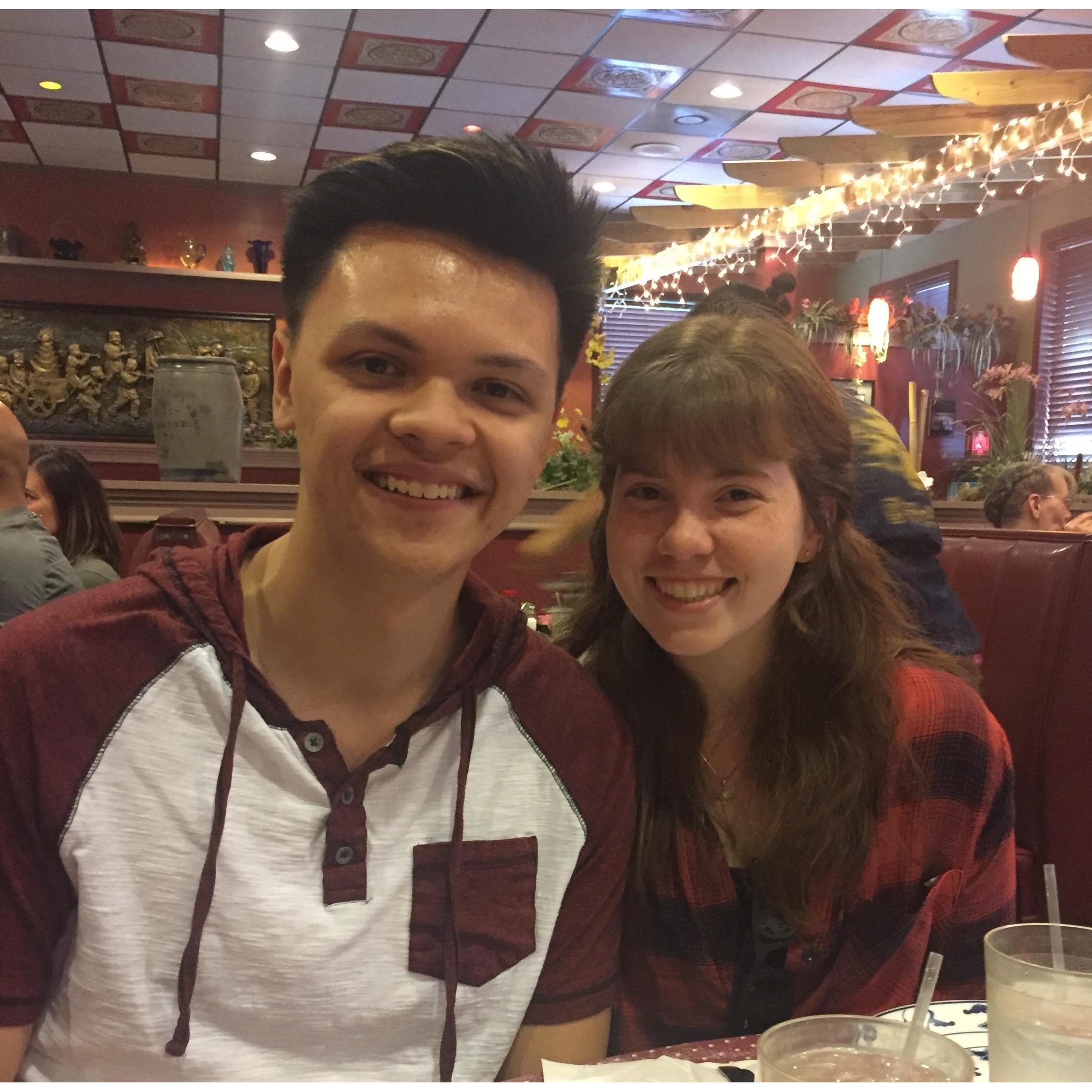 Our first dinner with both of our moms in October of 2016!