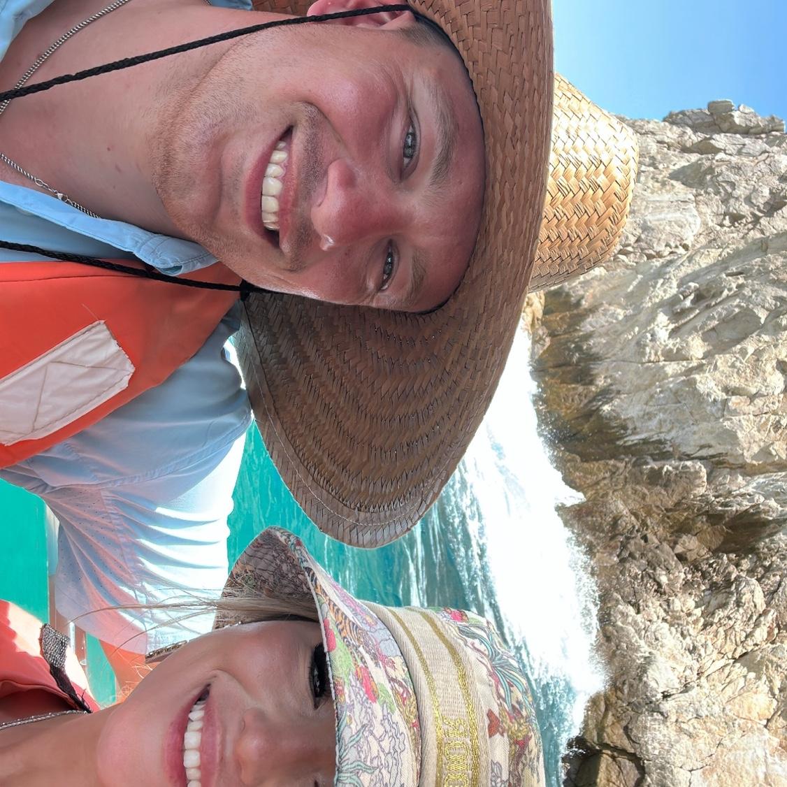 Glass bottom boat ride to El Arco in Cabo San Lucas after Tygue Proposed 💍